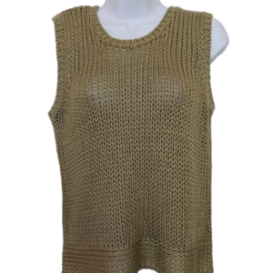 ALASKA BLUES GOLDEN BEIGE CROCHET KNIT VINTAGE* VEST CAMI TANK SIZE LARG…